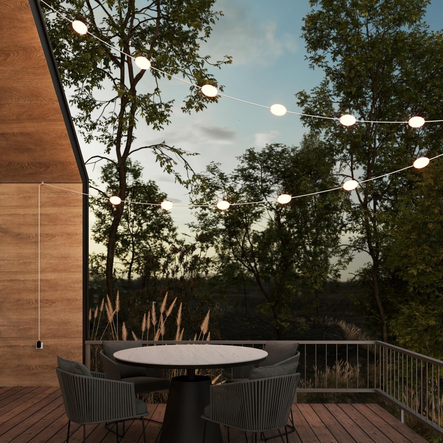 Cordão de luz para área externa com 12 luzes IP67 - Marina12