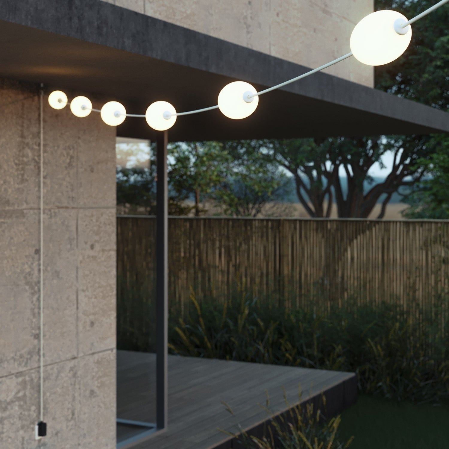 Cordão de luz para área externa com 6 luzes IP67 - Marina6