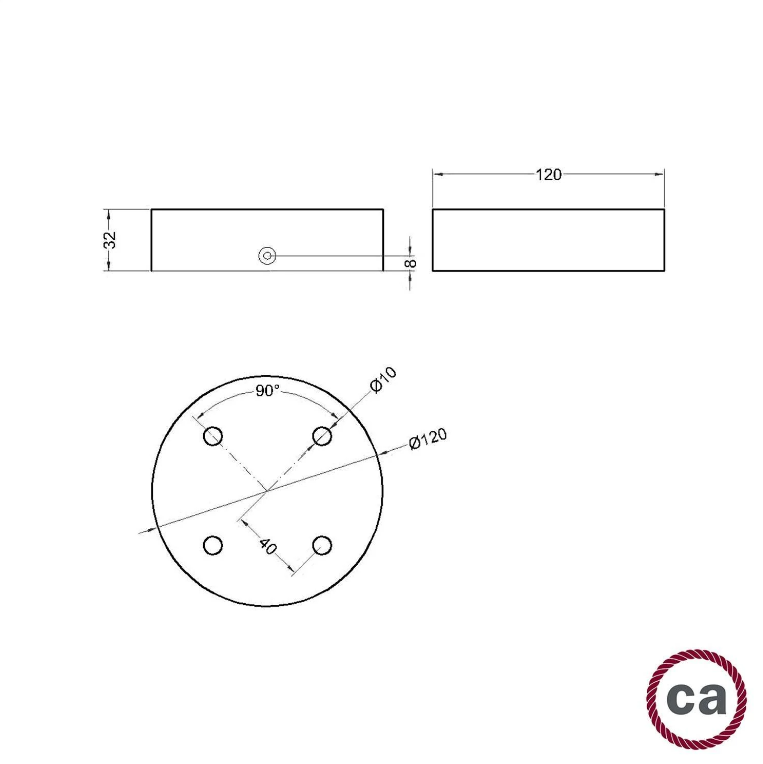 Florão em Madeira com 4 furos