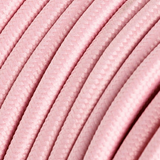Cabo elétrico redondo com seda artificial aplicada cor de tecido sólida RM16 Rosa Bebé