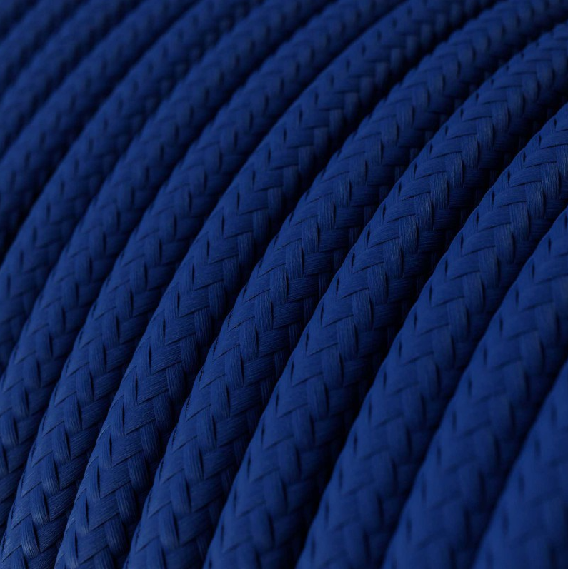 Cabo elétrico redondo com seda artificial aplicada cor de tecido sólida RM12 Azul