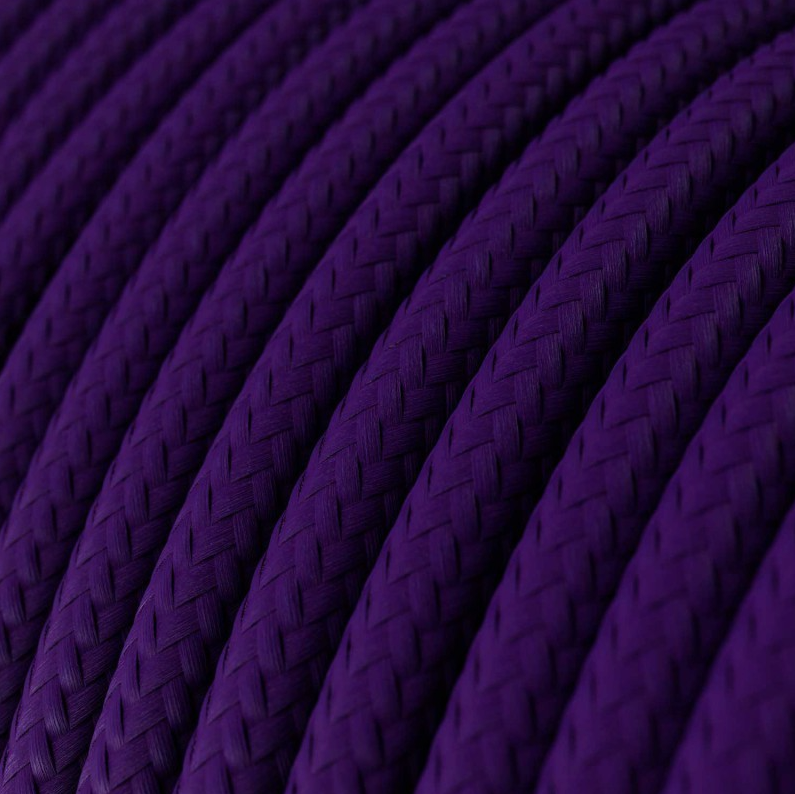 Cabo elétrico redondo com seda artificial aplicada cor de tecido sólida RM14 Violeta
