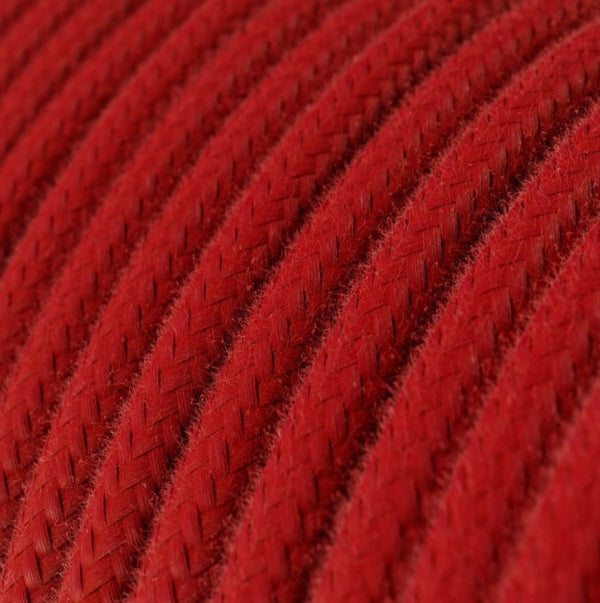 Cabo elétrico redondo em algodão cor sólida RC35 Vermelho Fogo