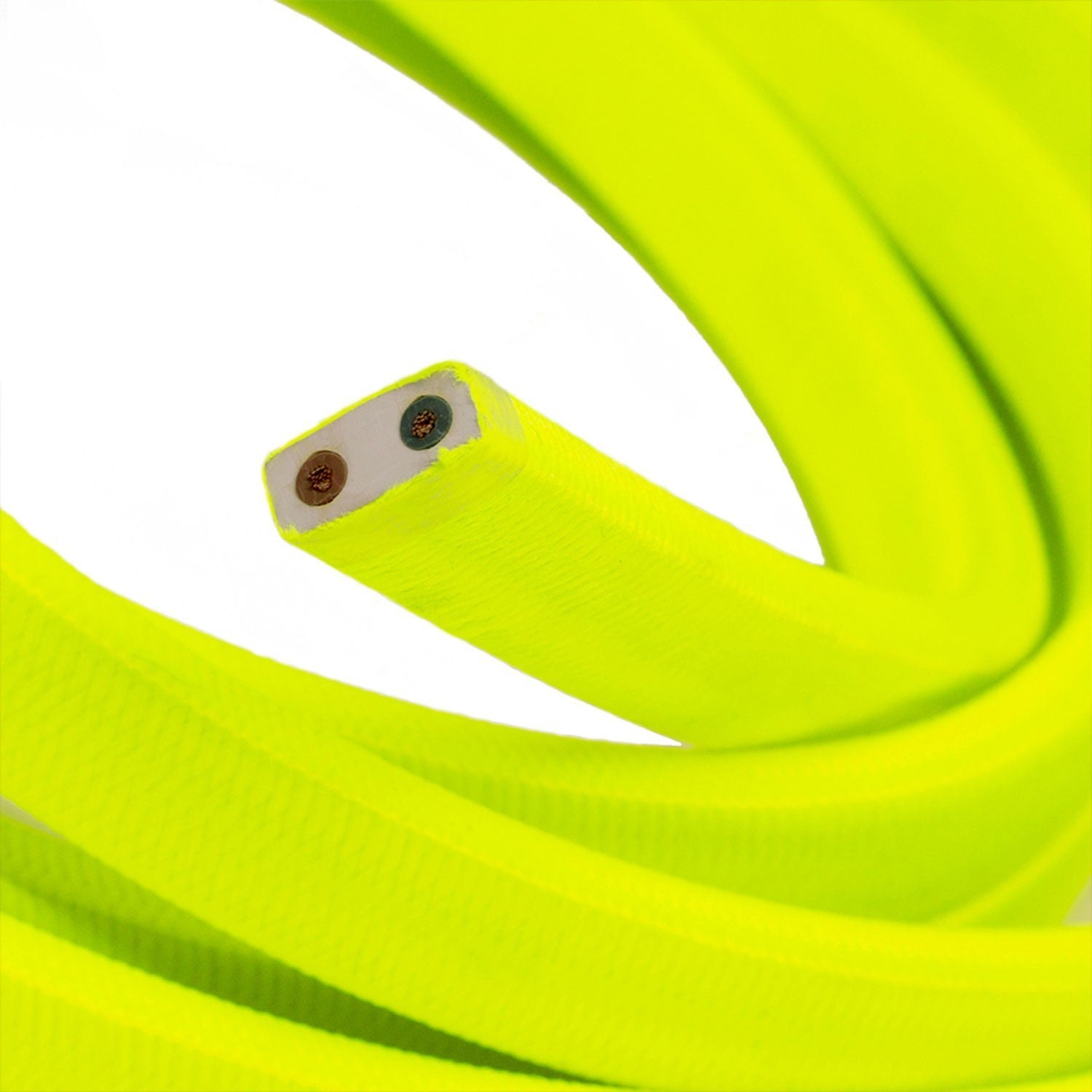 Cabo elétrico para cordão de luzes, coberto por tecido Seda Amarelo Fluo CF10