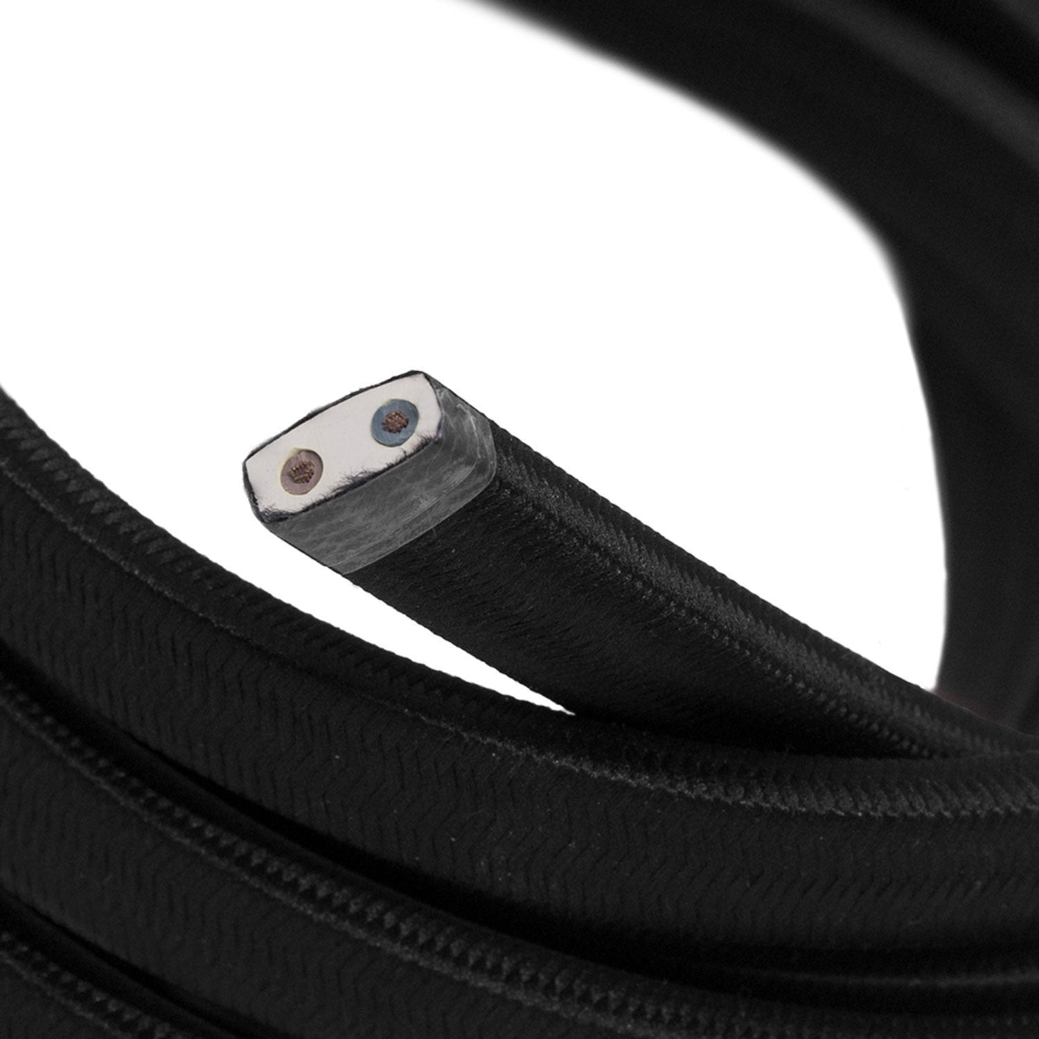 Cabo Elétrico para Cordão de Luzes, coberto por tecido Seda Preto CM04 - Resistente aos raios UV
