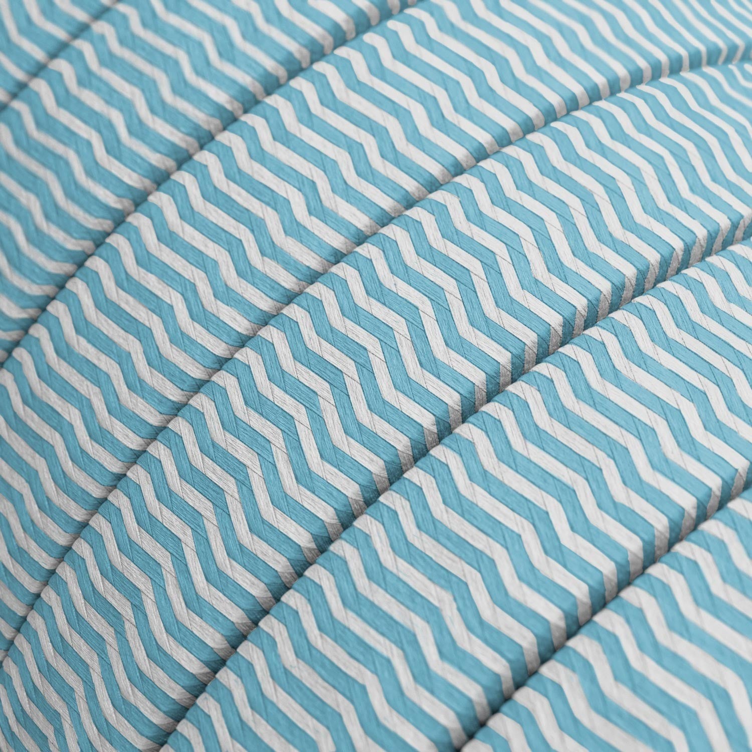 Cabo elétrico para Cordões de Luzes, revestido com tecido Rayon ZigZag Branco-Turquesa CZ11 - Resistente aos raios UV