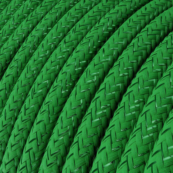 Cabo elétrico redondo brilhante em seda artificial cor sólida RL06 Verde
