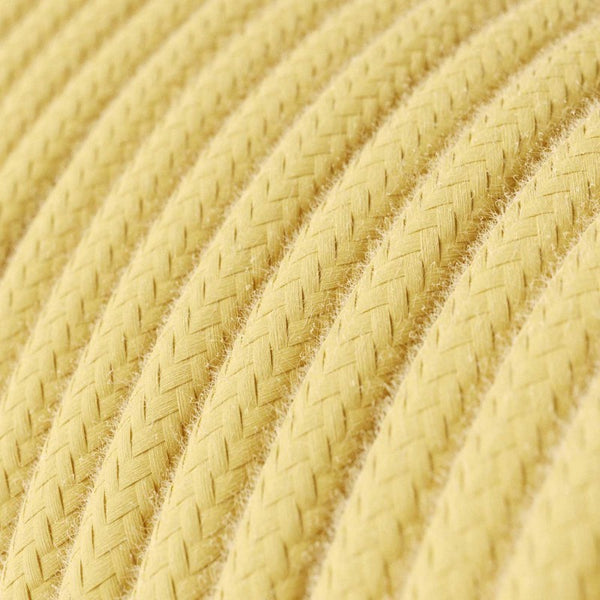 Cabo elétrico redondo em algodão cor sólida RC10 Amarelo Pálido