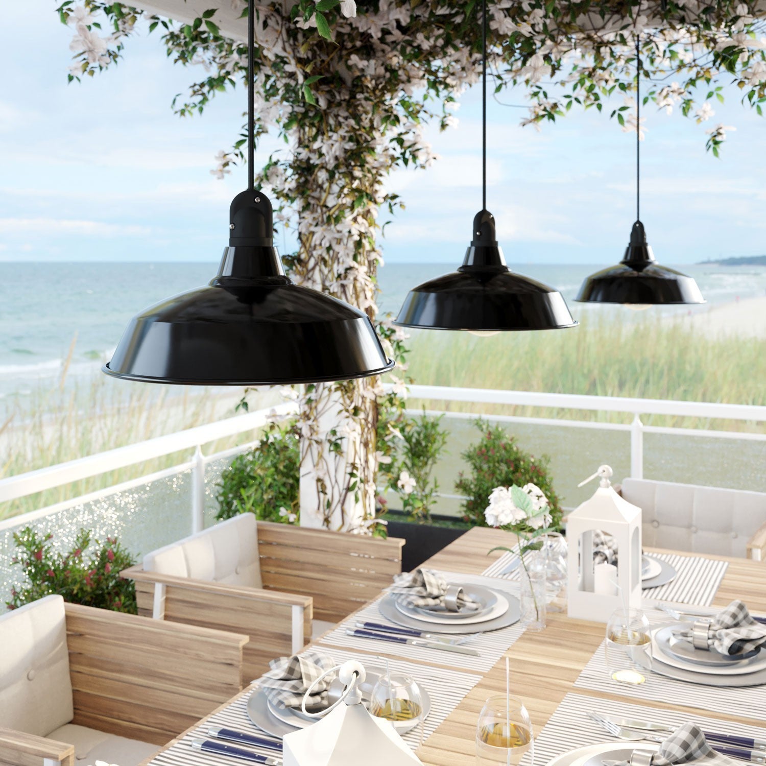 Cabo Elétrico Redondo Resistente a UV e forrado em tecido preto SM04 para uso exterior - Compatível com sistema Eiva IP65