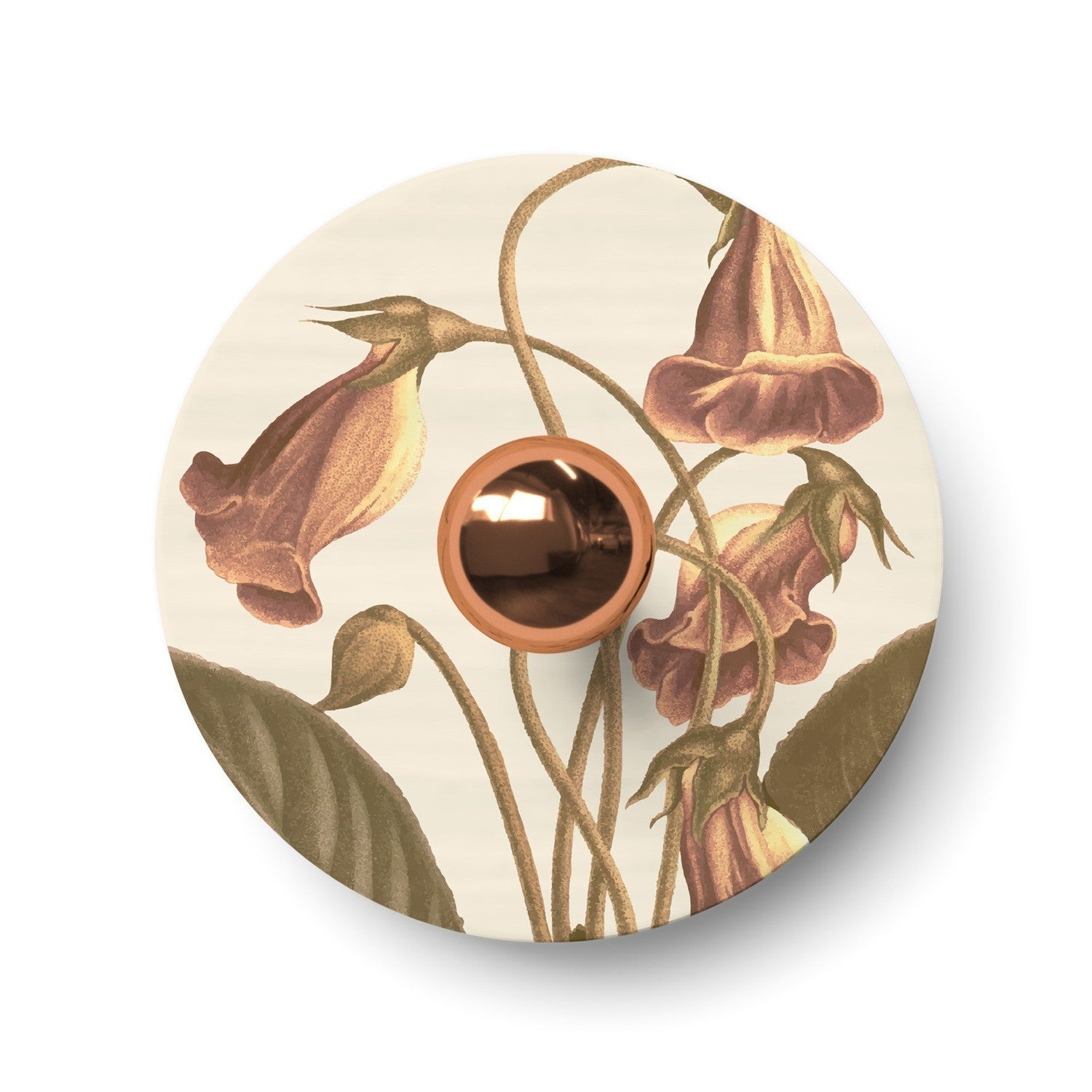 Mini abajur plano Ellepì com desenhos florais 'Blossom Haven', 24 cm de diâmetro - Fabricado na Itália