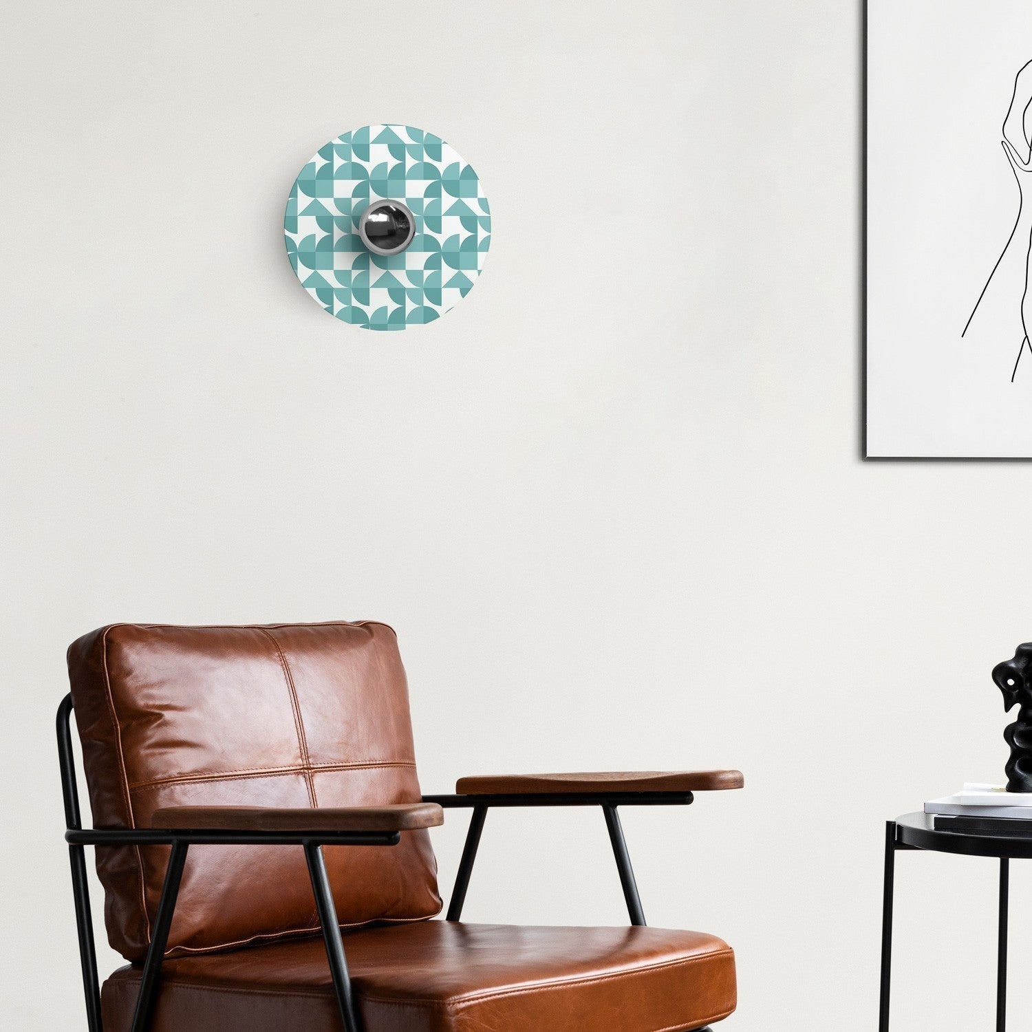 Mini abajur plano Ellepì com desenhos geométricos 'Caleidoscópio', 24 cm de diâmetro - Fabricado na Itália