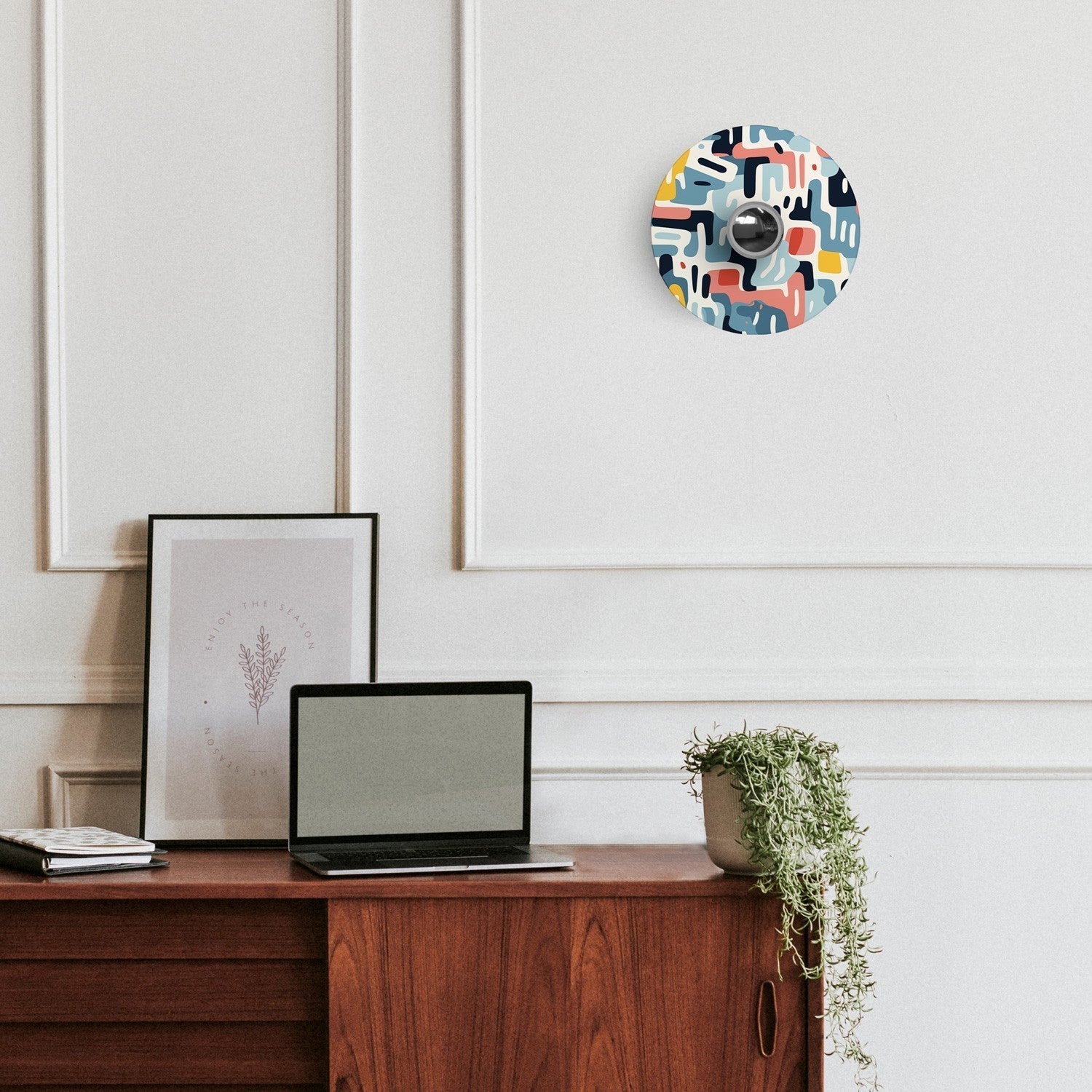 Mini abajur plano Ellepì com desenhos geométricos 'Caleidoscópio', 24 cm de diâmetro - Fabricado na Itália