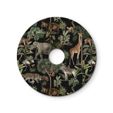 Mini abajur plano Ellepì com animais da selva 'Wildlife Whispers', 24 cm de diâmetro - Fabricado na Itália