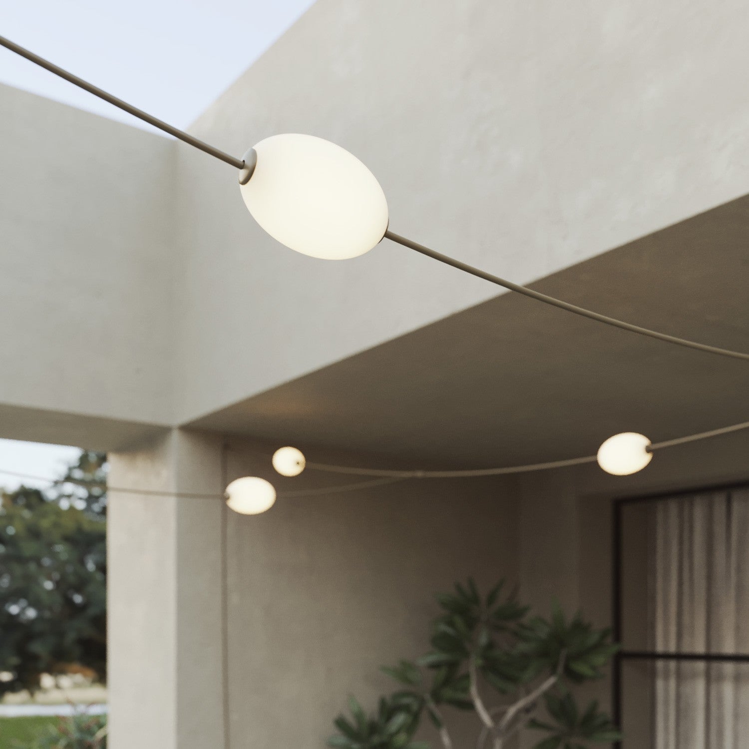Cordão de luz para áreas externas estilo grade com 7 luzes IP67 - Marina GRID