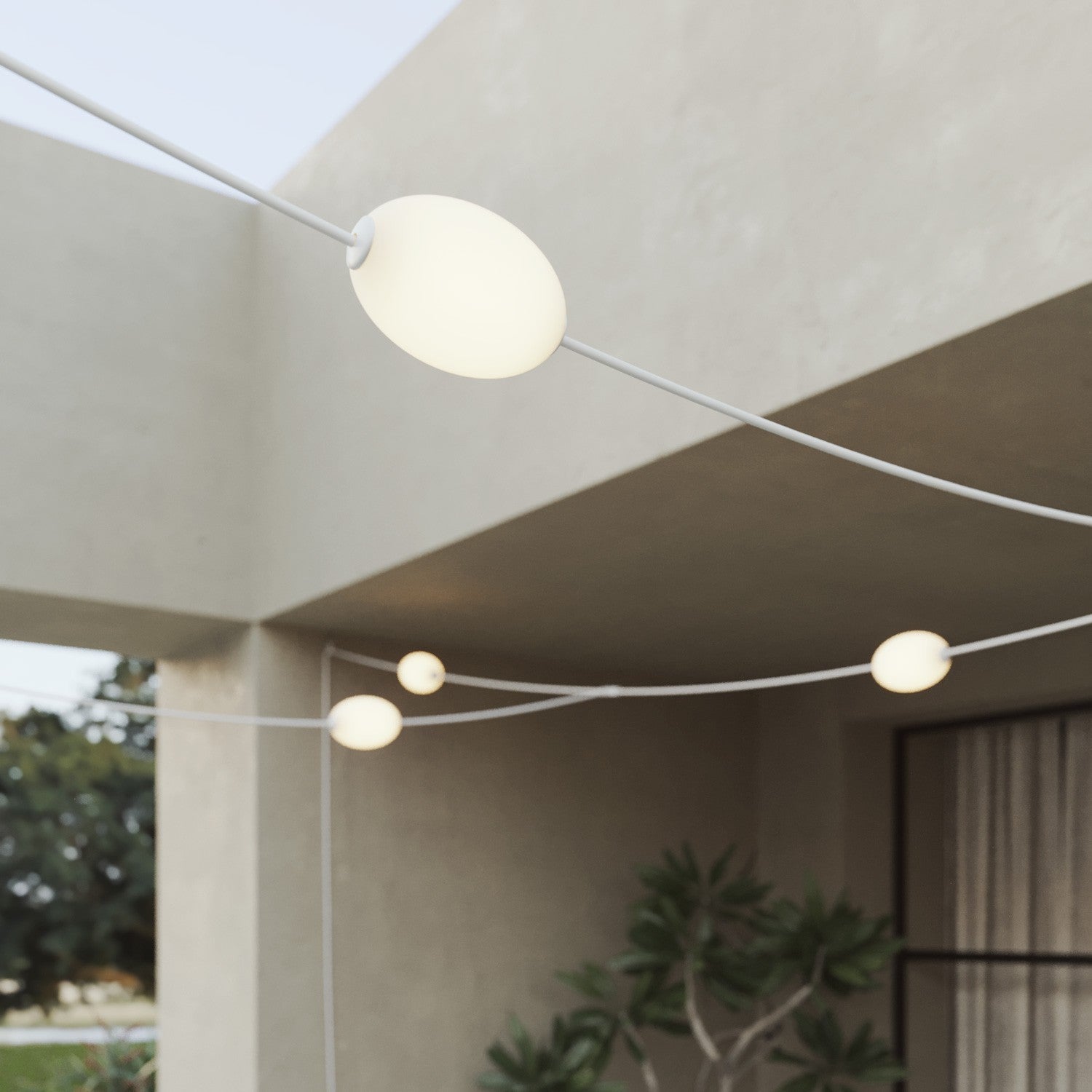 Cordão de luz para áreas externas estilo grade com 7 luzes IP67 - Marina GRID
