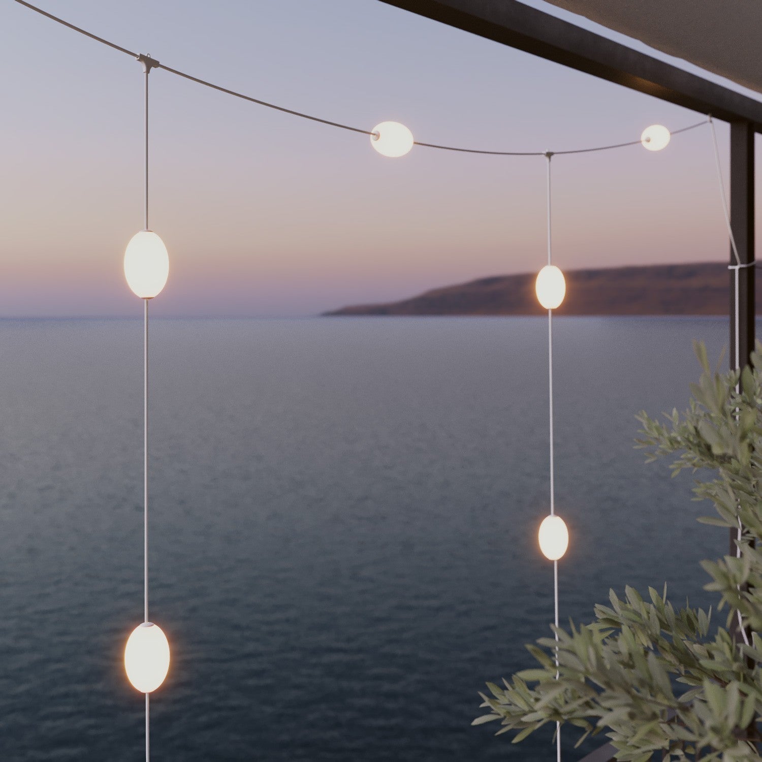 Cordão de luz para áreas externas estilo grade com 7 luzes IP67 - Marina GRID