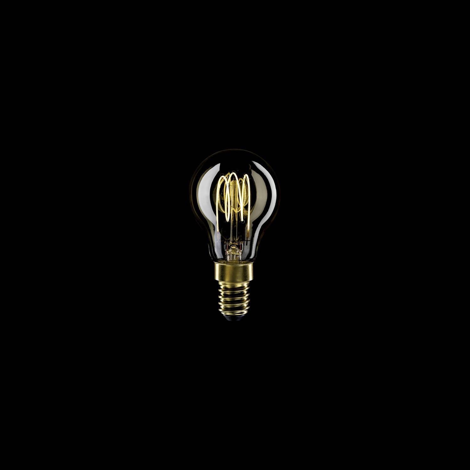 Lâmpada LED Dourada C52 Linha Carbono Filamento Vertical Mini Globo G45 3,5W E14 Regulável 2700K