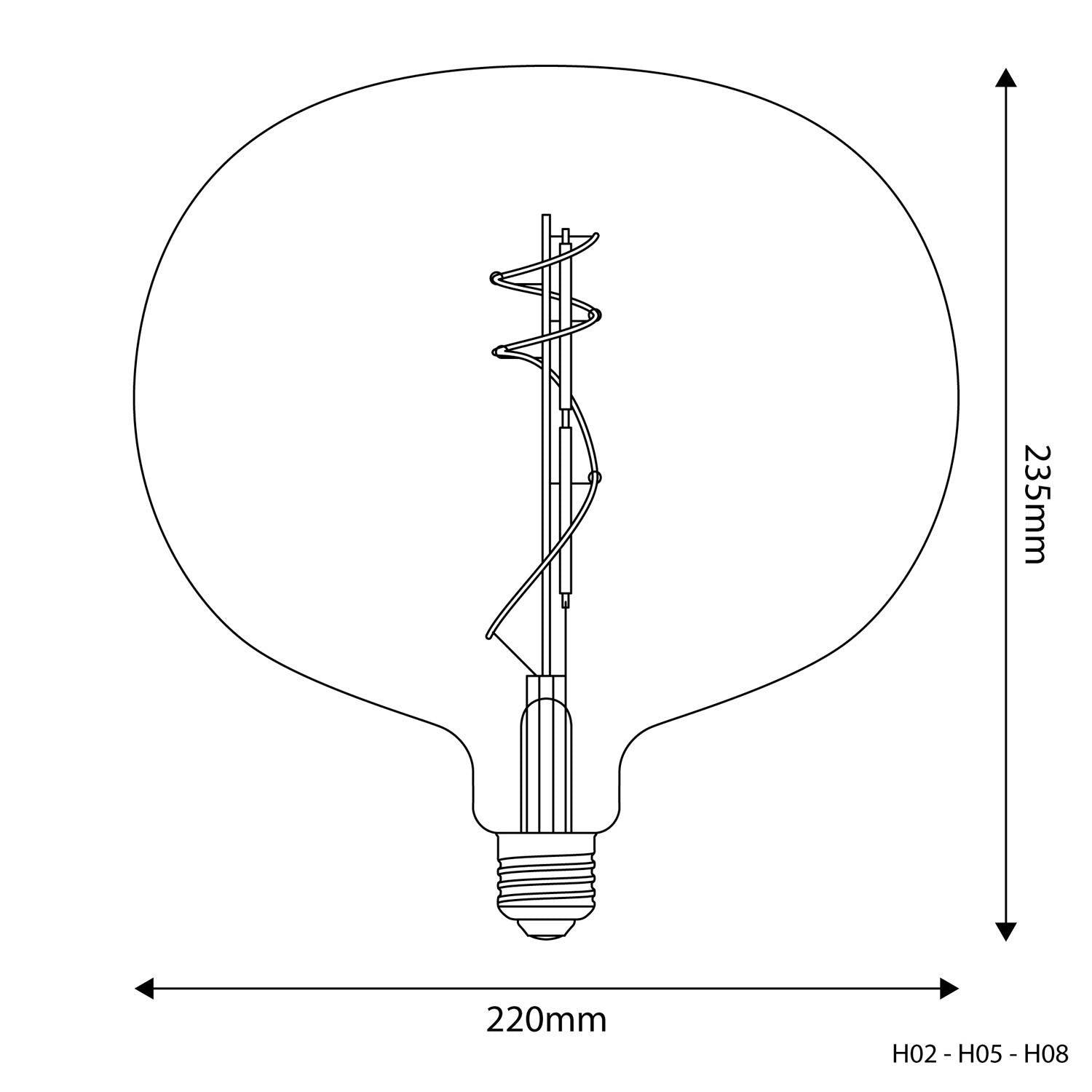 Lâmpada LED Dourada H05 Ellipse 220 8,5W E27 Regulável 2200K