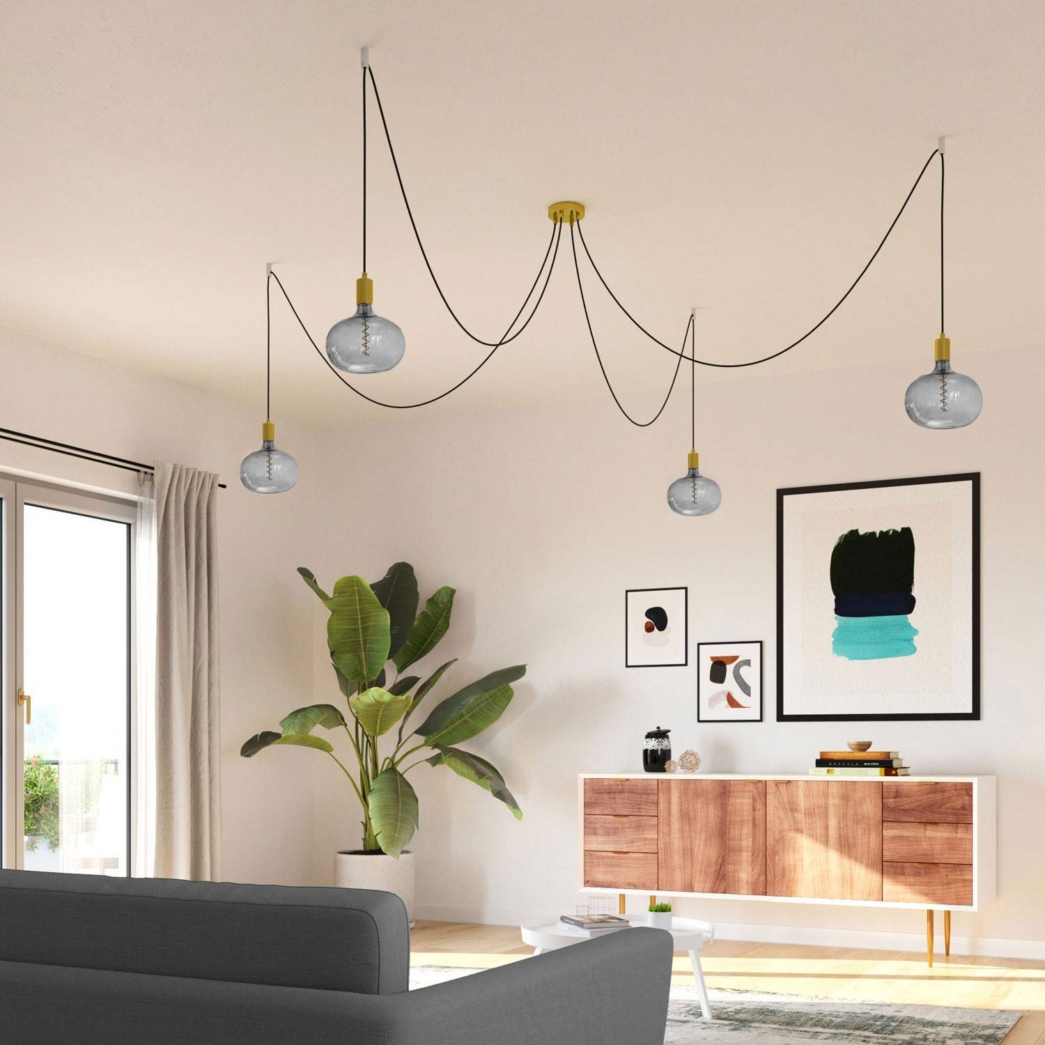 Lâmpada LED XXL Cobble Grey, Linha Pastel, filamento espiral, 4 W, E27, dimável, 2100 K