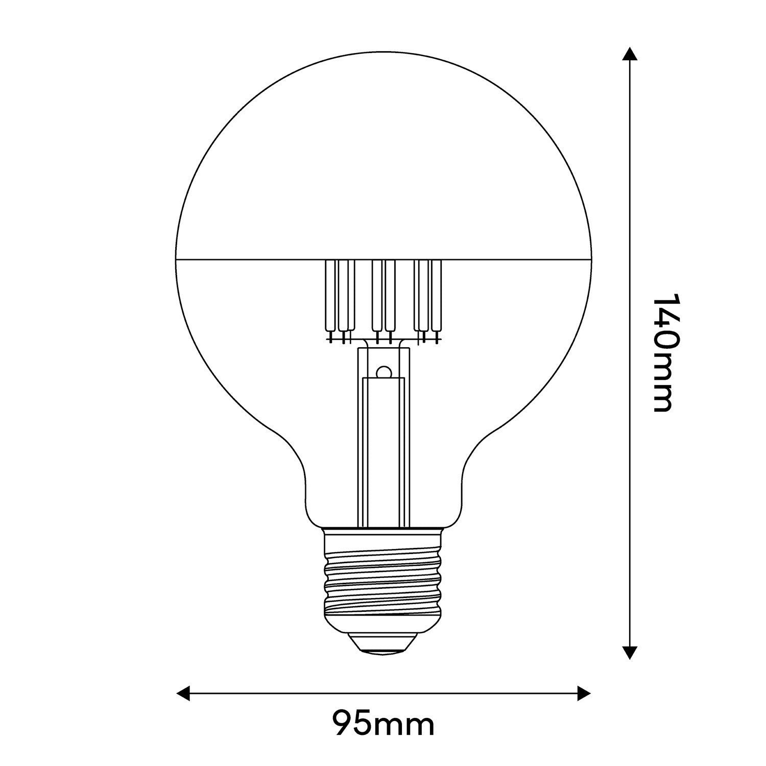 Lâmpada LED Meia Esfera Prateada Globo G95 7W 650Lm E27 2700K Dimmable - A04