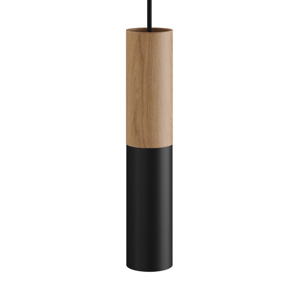 Tub-E14 tubo de madeira e metal para holofotes com suporte para lâmpada de anel duplo E14