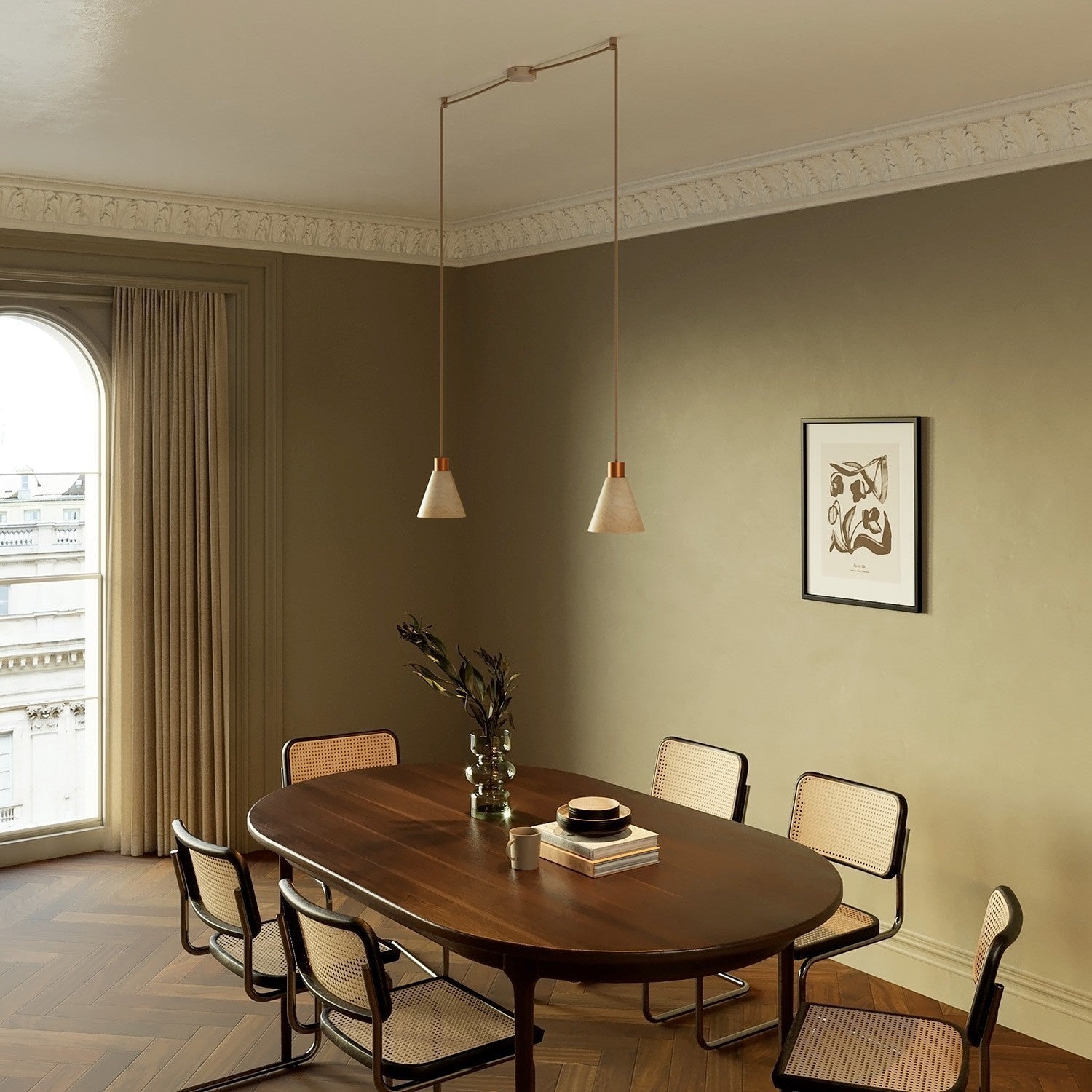 Abajur de cone de madeira