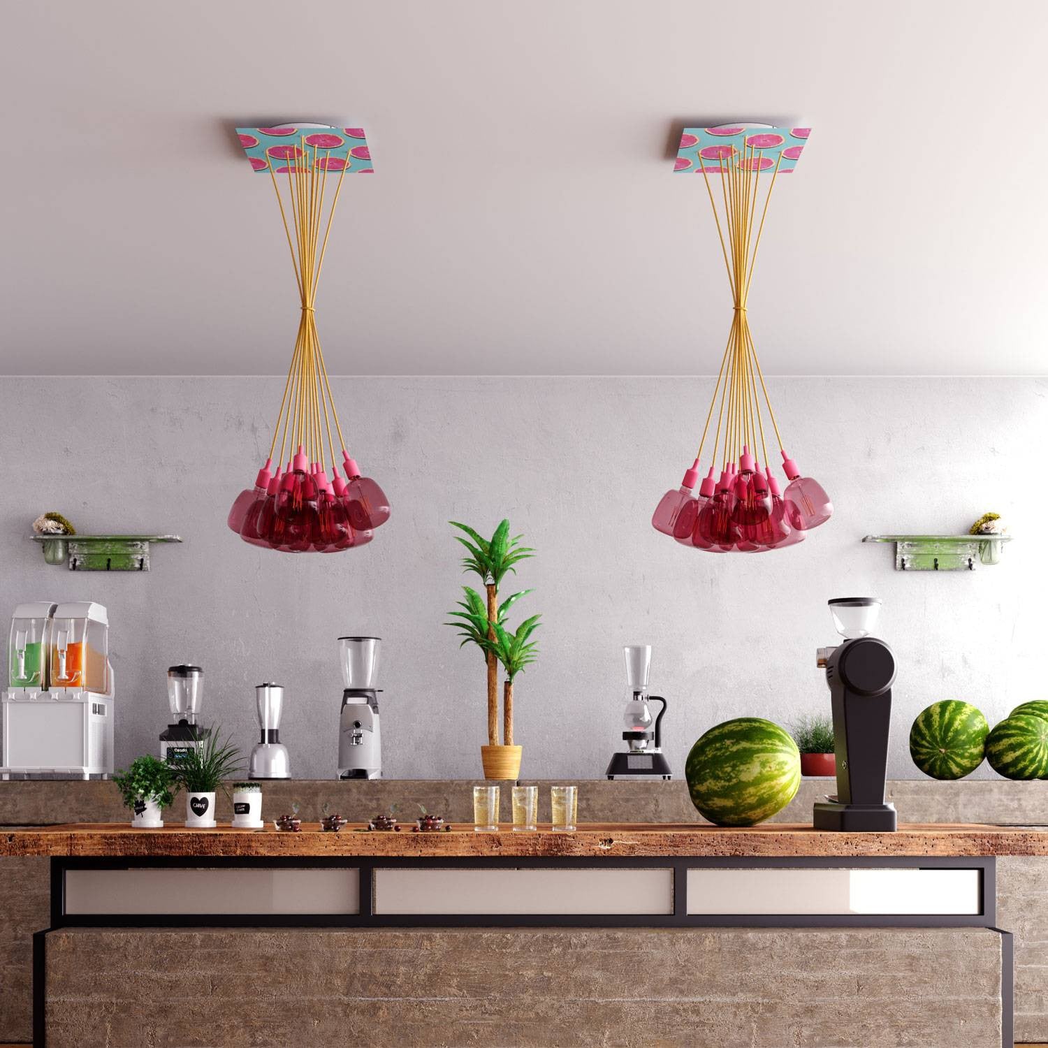 Square XXL Rose-One 10-hole ceiling rose kit 400 mm Cover