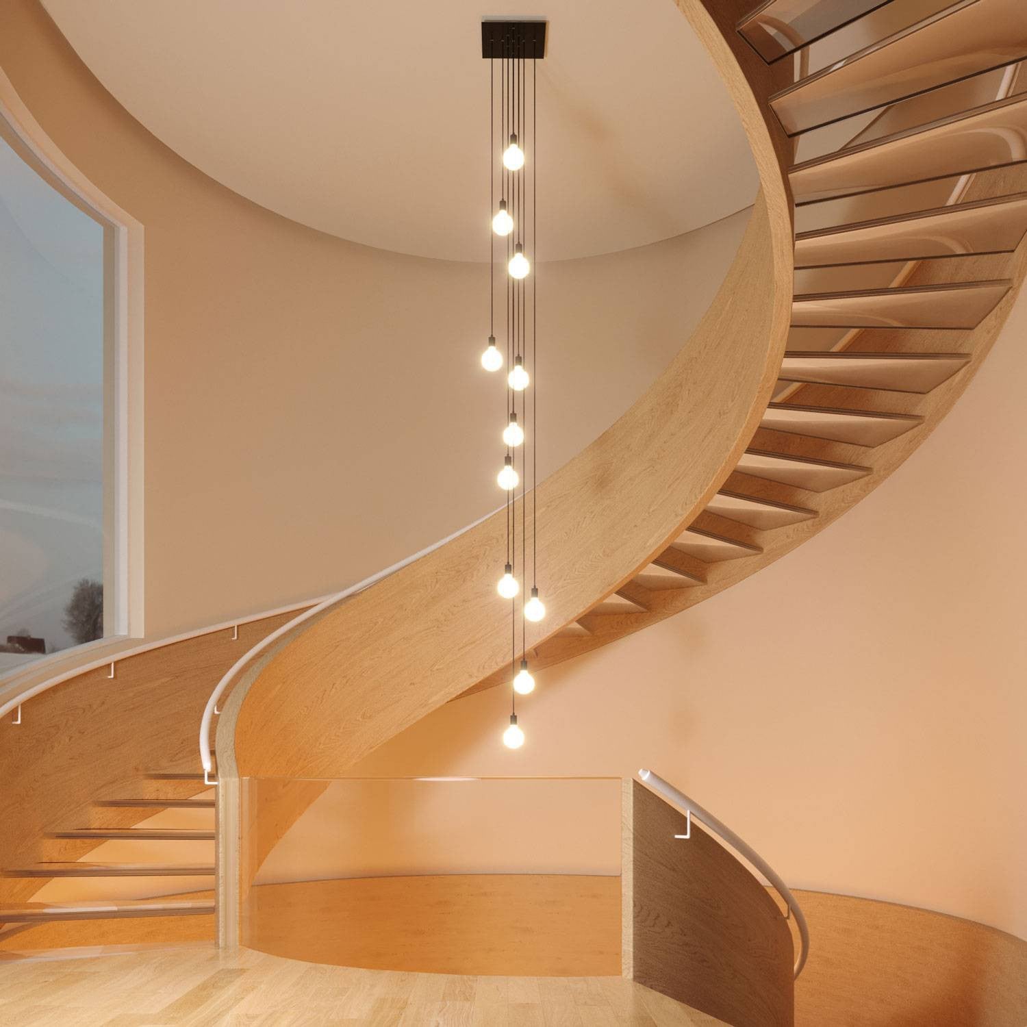 Square XXL Rose-One 10-hole ceiling rose kit 400 mm Cover