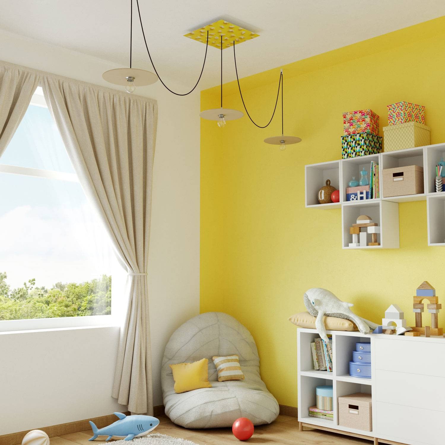 Square XXL Rose-One 3 in-line holes ceiling rose kit 400 mm Cover