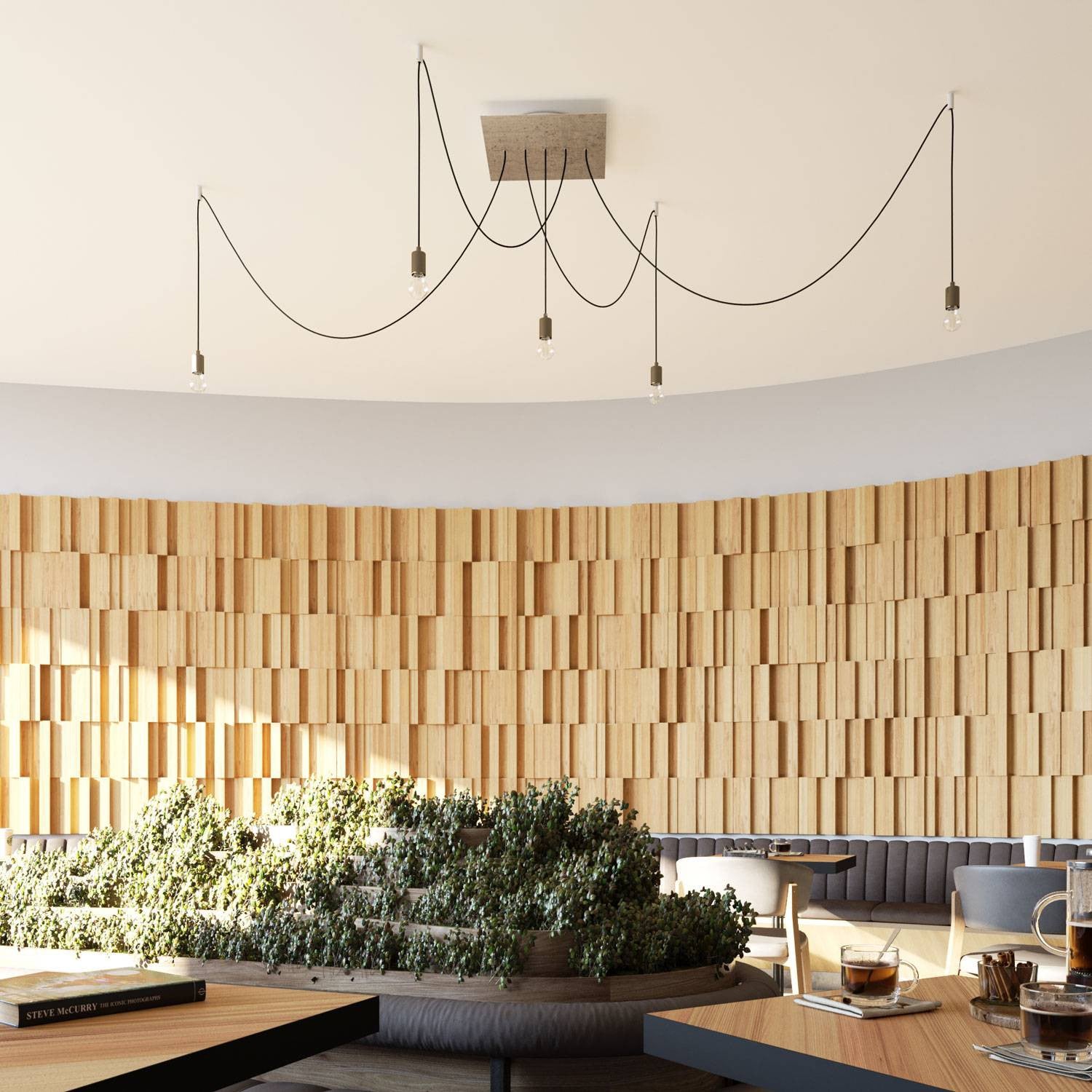 Square XXL Rose-One 5 in-line holes ceiling rose kit 400 mm Cover