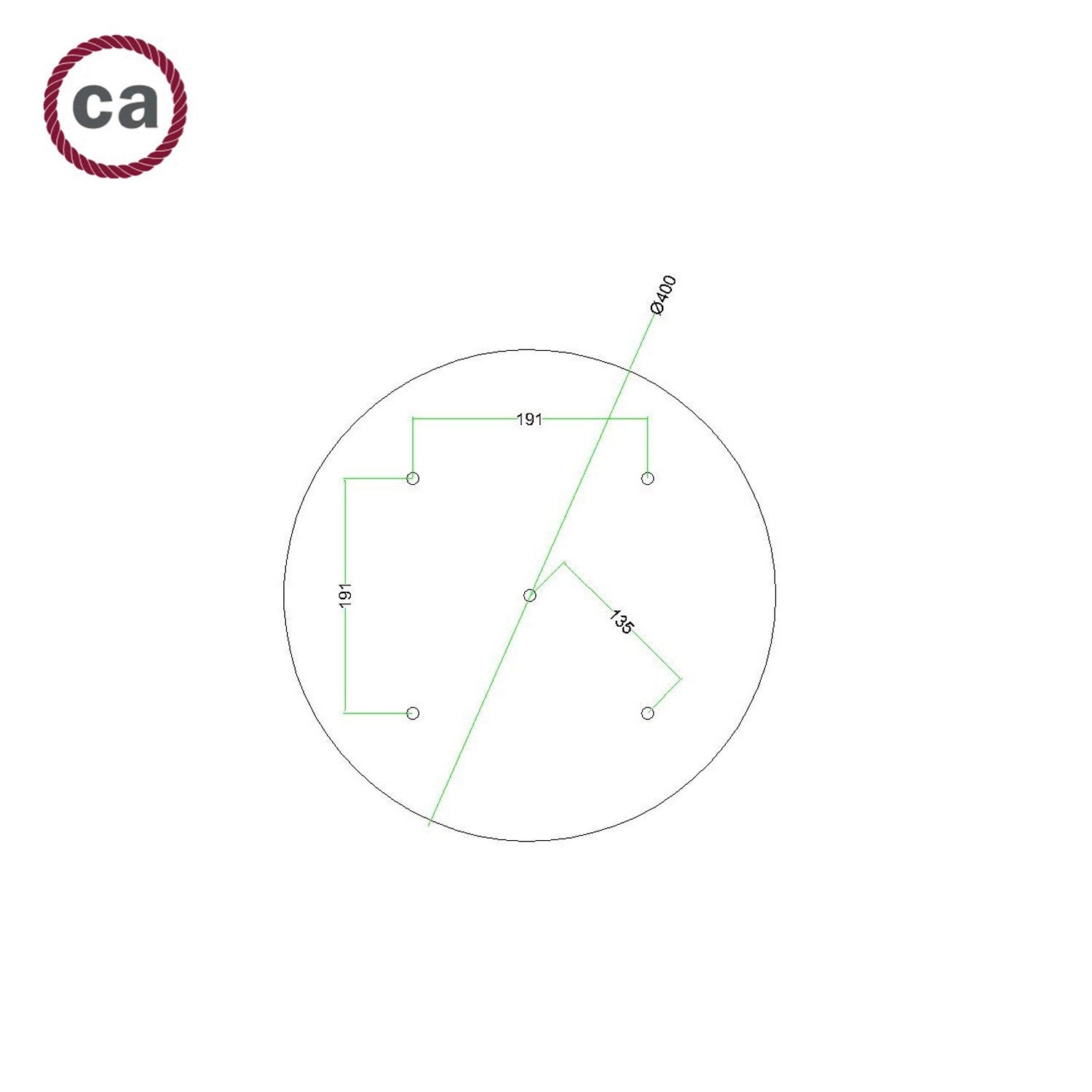 Florão Rose-One XXL com 5 furos centrais e 4 laterais 400 mm