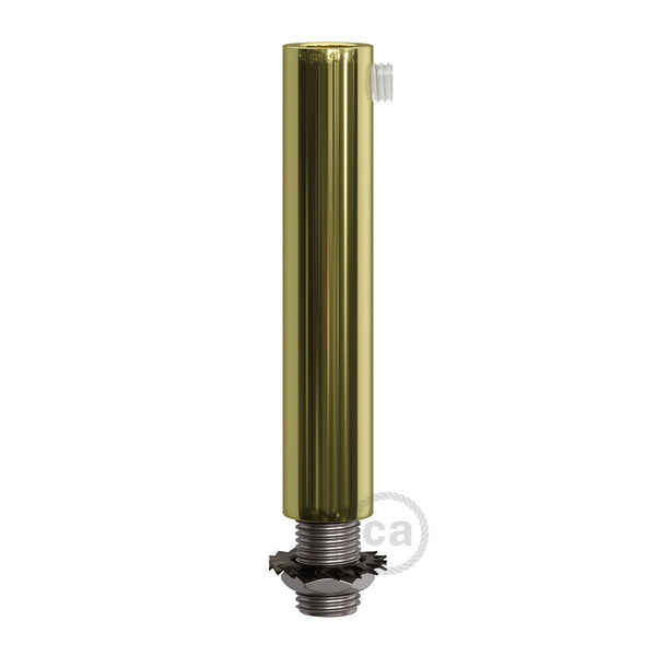 Brass finish metal round 7 cm strain relief clamp provided with threaded tube, nut and washer