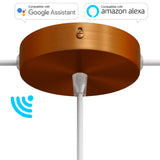 SMART cylindrical metal 1 central hole + 2 side holes ceiling rose kit - compatible with voice assistants