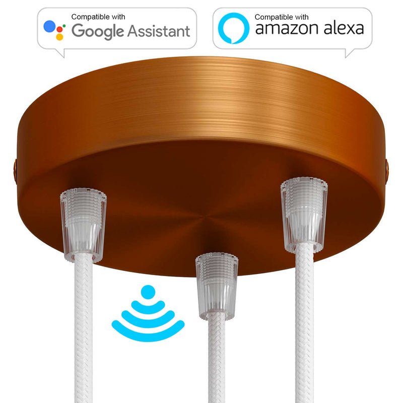 SMART cylindrical metal 3-hole ceiling rose kit - compatible with voice assistants