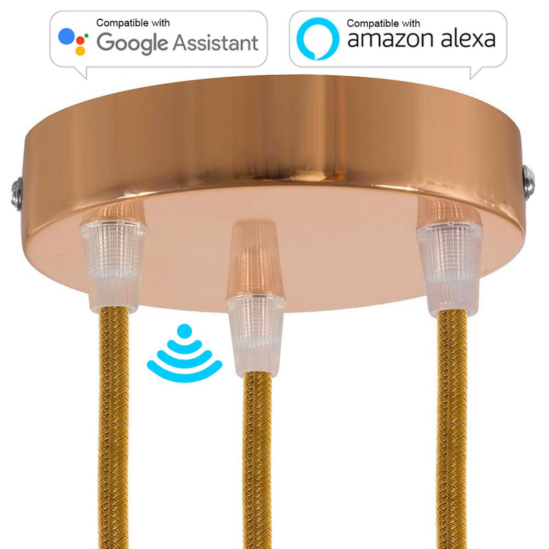 SMART cylindrical metal 3-hole ceiling rose kit - compatible with voice assistants