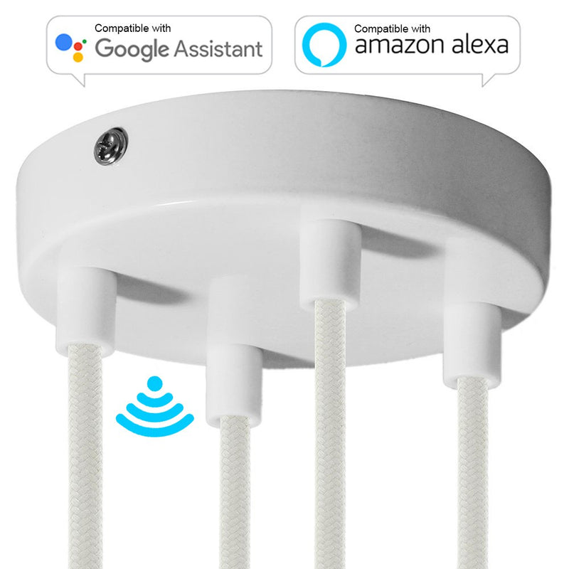SMART cylindrical metal 4-hole ceiling rose kit - compatible with voice assistants