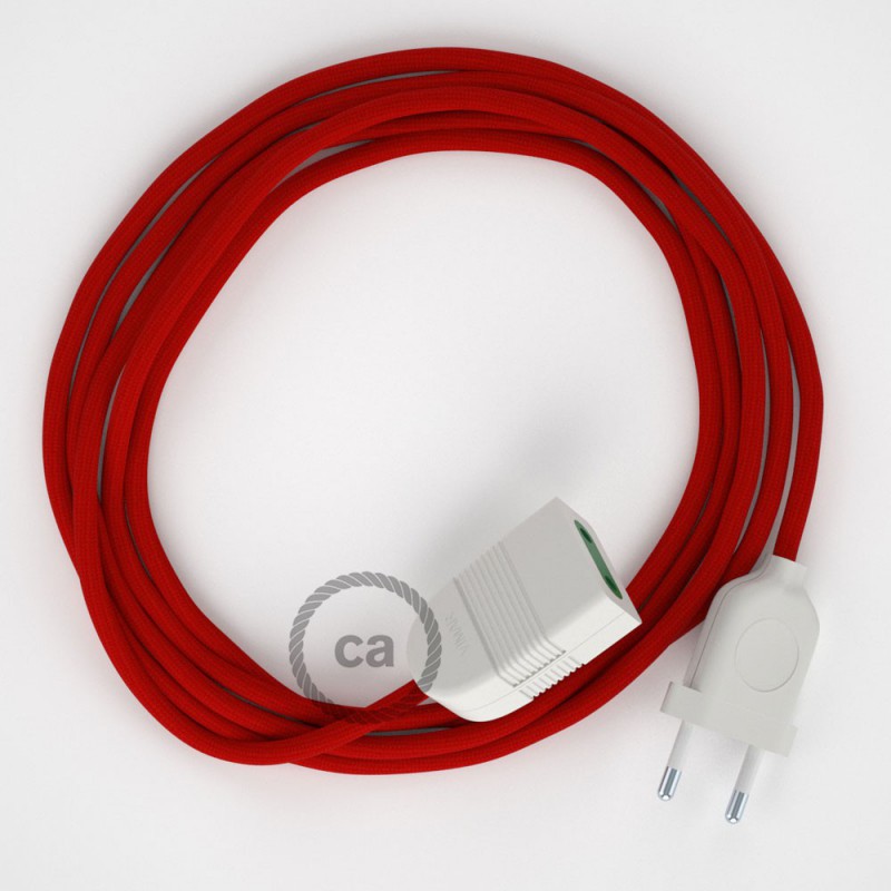 Cabo extensão em Seda Artificial Vermelho RM09 2P 10A. Fabricado em Itália.