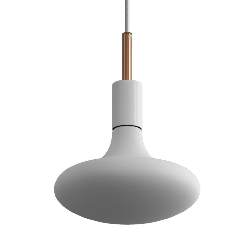 Candeeiro suspenso com cabo têxtil, detalhes em metal e braçadeira de cabo de 7cm - Fabricado em Itália