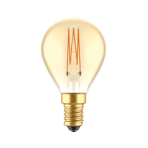 Lâmpada LED Dourada C52 Linha Carbono Filamento Vertical Mini Globo G45 3,5W E14 Regulável 2700K