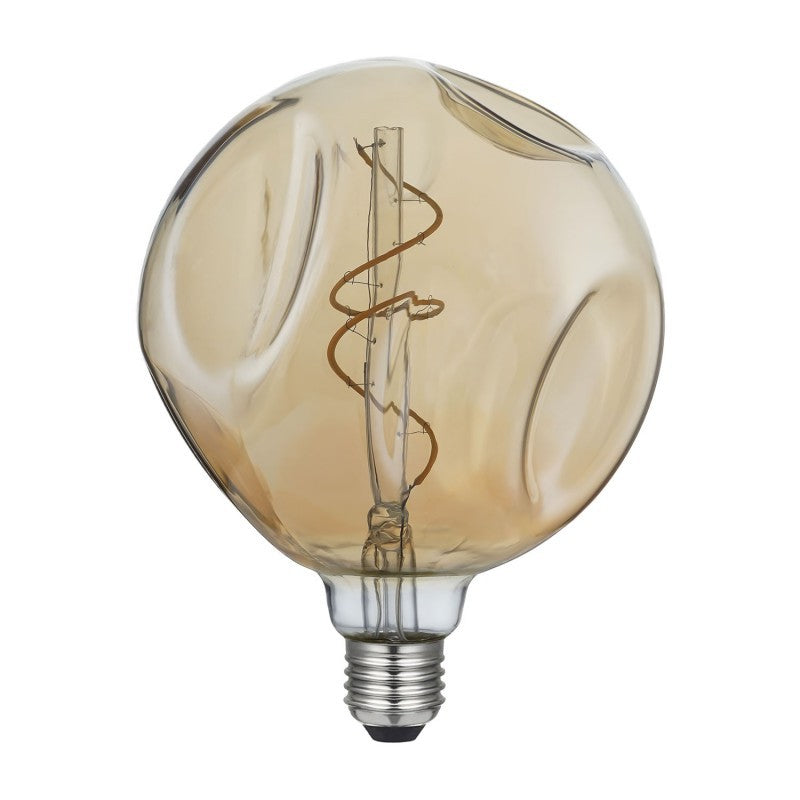 Lâmpada LED Globo G140 Bumped Dorata com filamento espiral 5W E27 Dimável 2000 K