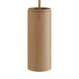 Luminária pendente completa com cordão têxtil e abajur de madeira Tub-E14 - Fabricado na Itália