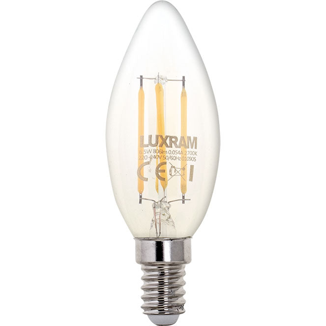 Lâmpada E14 (fino) Vela CLASSIC LED 6.5W 2700K 806lm Transparente