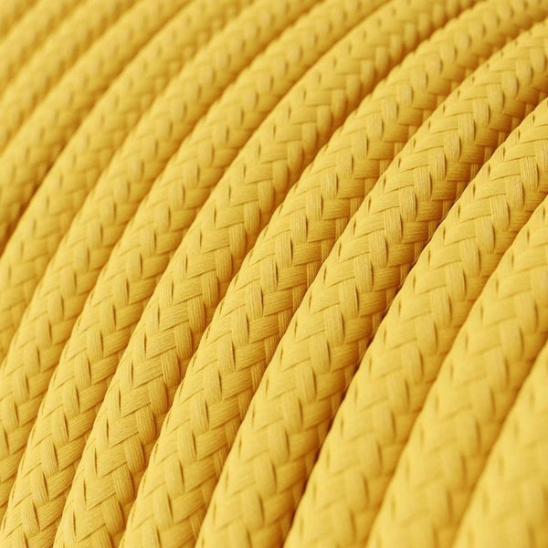Cabo elétrico redondo com seda artificial aplicada cor de tecido sólida RM10 Amarelo