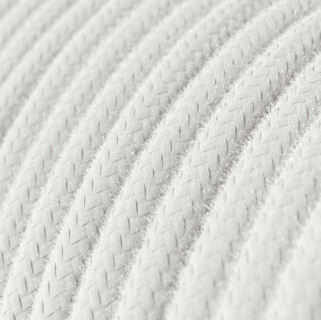 Cabo elétrico redondo revestido por tecido de algodão de cor sólida RC01 Branco
