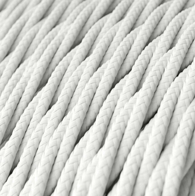 Cabo elétrico trançado em seda artificial cor sólida TM01 Branco