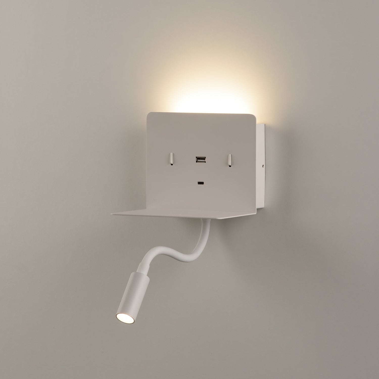 Calma Aplique de Parede Luz de Leitura Direcionável, com Porta USB