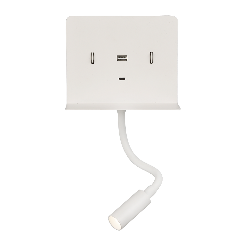 Calma Aplique de Parede Luz de Leitura Direcionável, com Porta USB