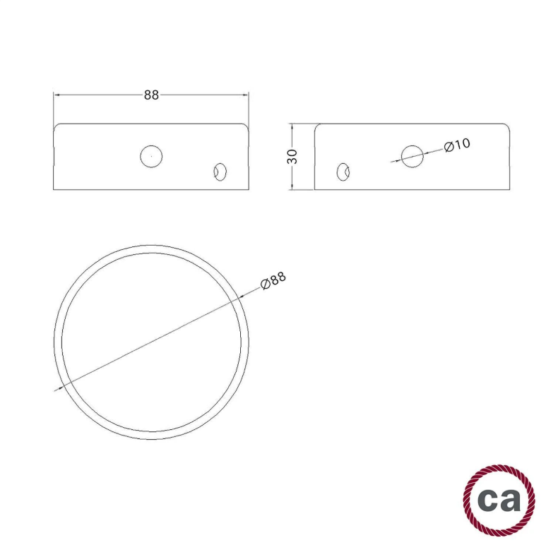Mini Florão em Madeira com 4 furos laterais (caixa de junção)