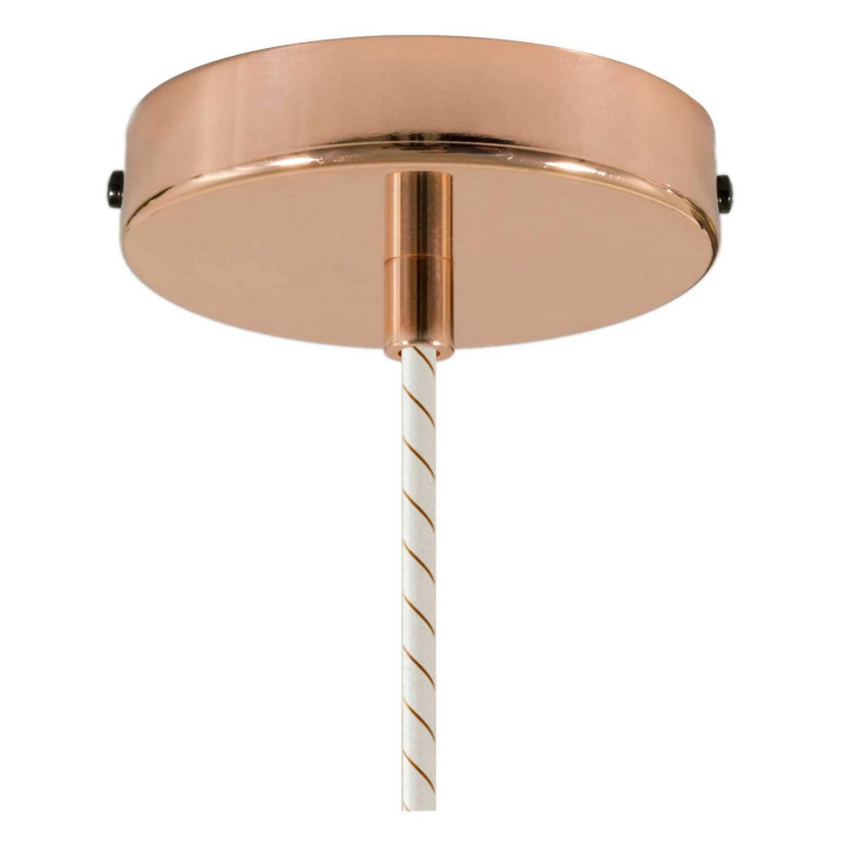 Luminária pendente com cabo têxtil, cúpula de cerâmica Dish e detalhes em metal