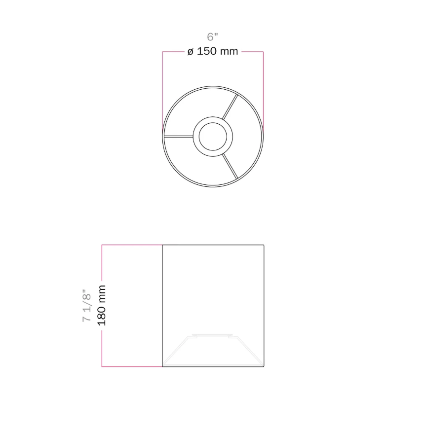 Abajur Cilindro S em tecido com encaixe E27 - Fabricado em Itália